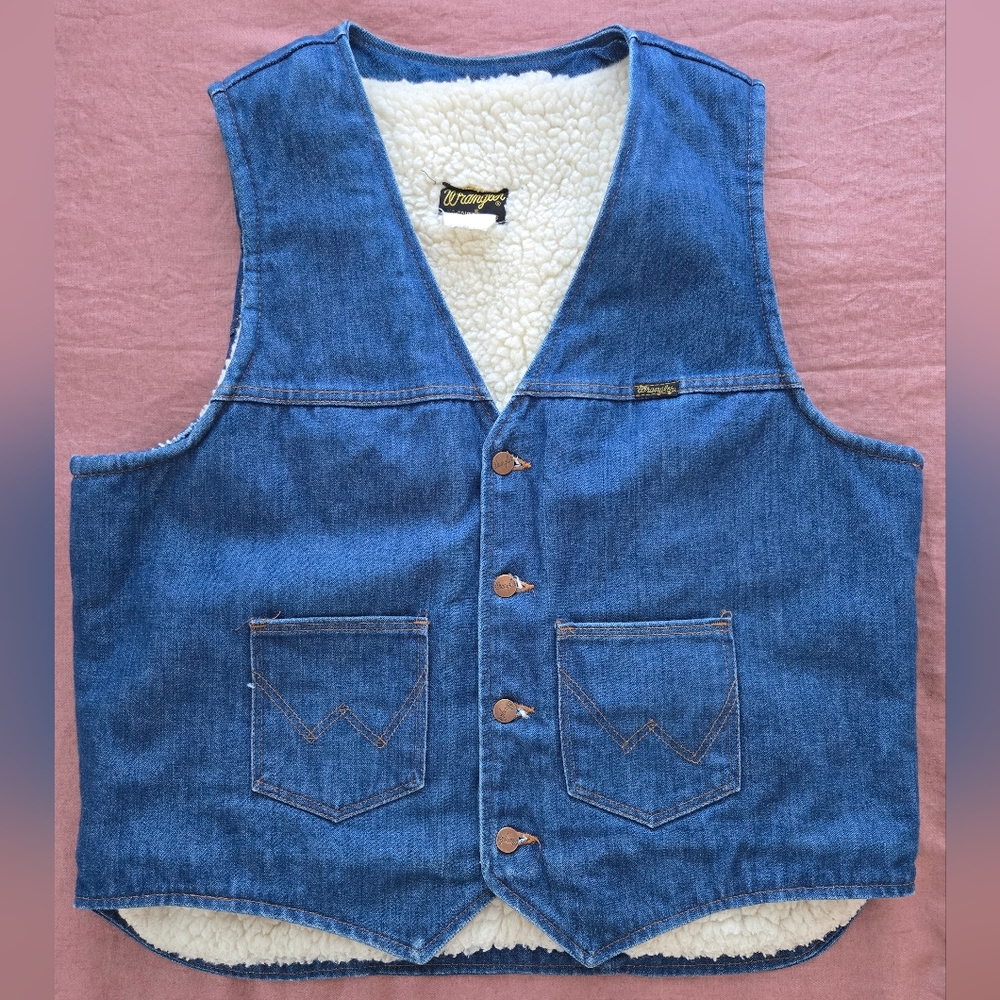 Vintage Wrangler Denim Fleece-lined Vest